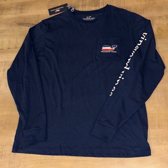 Vineyard Vines Men’s Patriotic Long-Sleeved Tee Cotton Navy Medium NWT NEW USA - Picture 2 of 5
